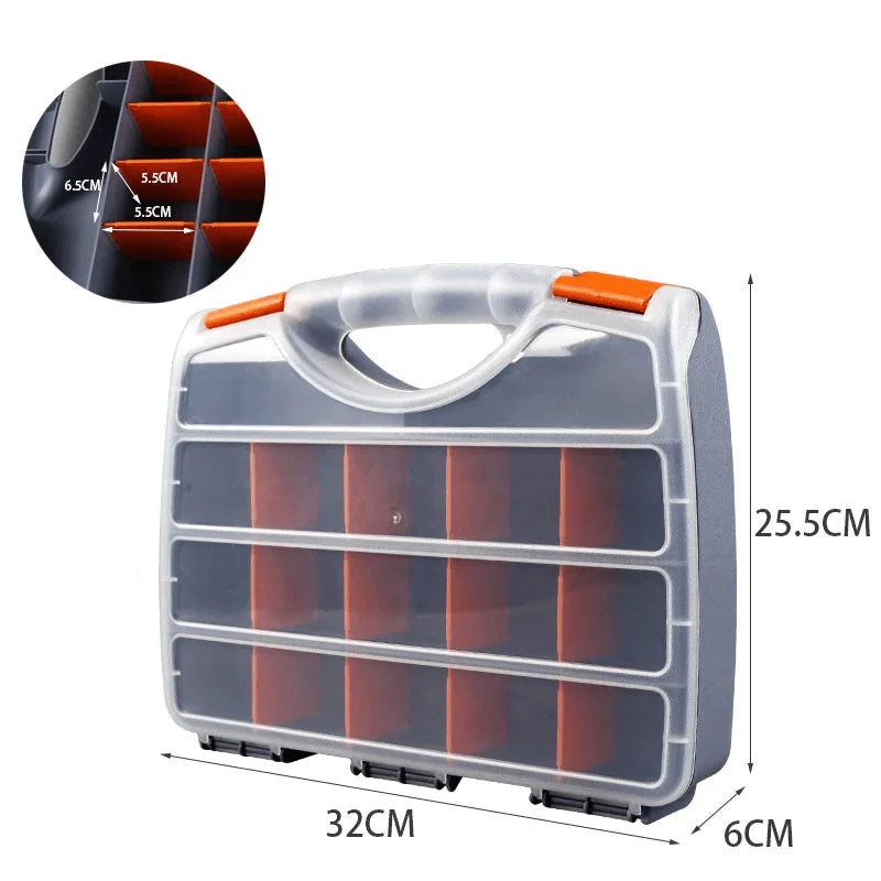 Multipurpose Workshop Organizers Containers 12Pcs Removable Dividers, W/ Carry Handle for Nut Bolts Screws Accessories Tool Box